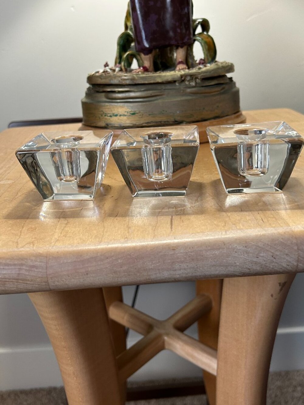 Waldonia Czechoslovakia Crystal Candle Holders (Set of 3)